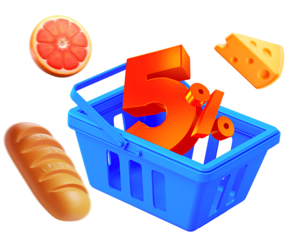 Погрузись в мир выгодных покупок и выиграй 5% кешбэка на супермаркеты!